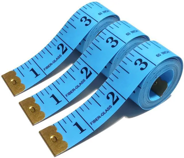 Main image of 3 Pack Tape Measure Body Measuring Tape, Soft Fabric Measuring Tape for Sewing Cloth Measurement, 60 Inch Double Scale Tailor Ruler for Weight Loss (Blue)