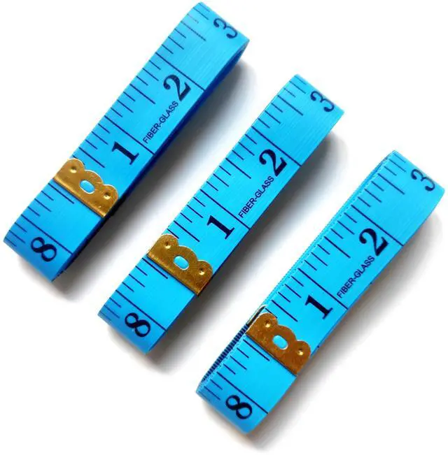 Alt view image 2 of 5 - 3 Pack Tape Measure Body Measuring Tape, Soft Fabric Measuring Tape for Sewing Cloth Measurement, 60 Inch Double Scale Tailor Ruler for Weight Loss (Blue)