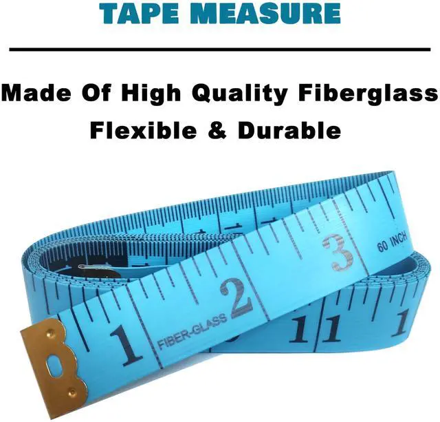 Alt view image 4 of 5 - 3 Pack Tape Measure Body Measuring Tape, Soft Fabric Measuring Tape for Sewing Cloth Measurement, 60 Inch Double Scale Tailor Ruler for Weight Loss (Blue)