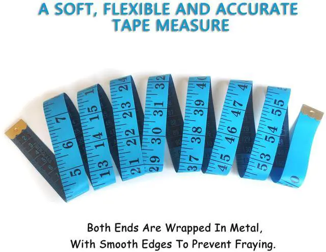 Alt view image 5 of 5 - 3 Pack Tape Measure Body Measuring Tape, Soft Fabric Measuring Tape for Sewing Cloth Measurement, 60 Inch Double Scale Tailor Ruler for Weight Loss (Blue)