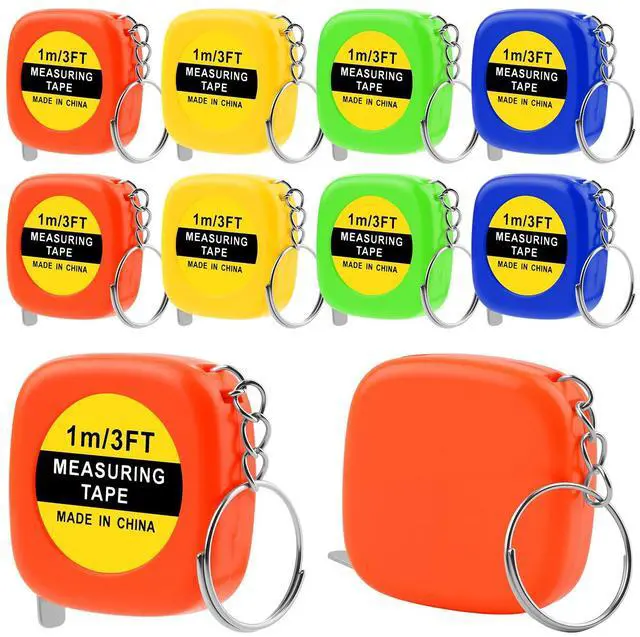Main image of Mini Tape Measure Keychain - 8 Pack 3ft Retractable Measuring Tapes with Stable Slide Lock, 1.5 Inch Sliver Portable Retractable Small Tape Measure for DIY, Sewing, Office & Party Favors