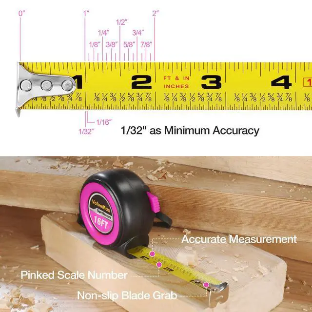 Alt view image 4 of 7 - Tape Measure, 16FT Measuring Tape Retractable, Auto-Lock, Purple | Retractable, Easy Read, Auto-Lock for Construction, Contractor, Carpenter, Height measurement