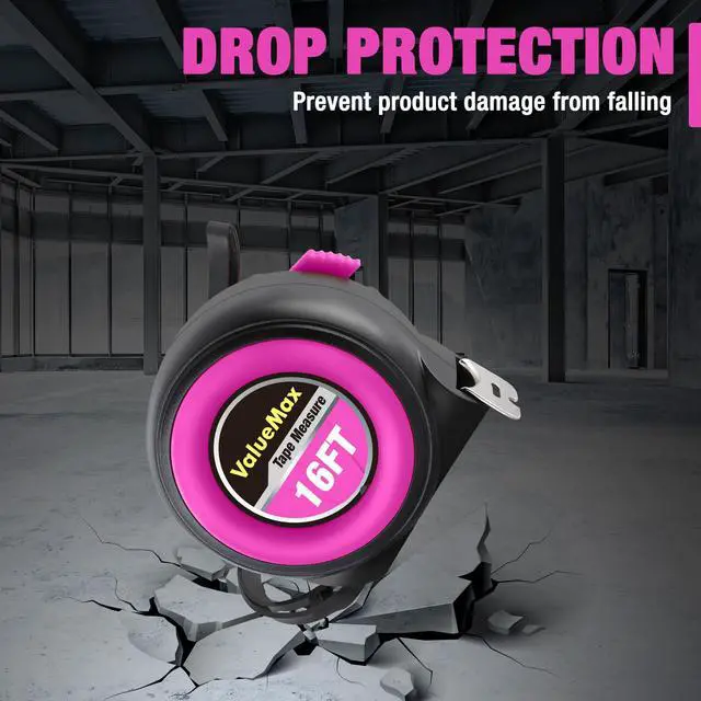 Alt view image 6 of 7 - Tape Measure, 16FT Measuring Tape Retractable, Auto-Lock, Purple | Retractable, Easy Read, Auto-Lock for Construction, Contractor, Carpenter, Height measurement