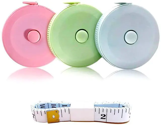 Main image of 3 Pack Retractable Measuring Tape60-Inch 1.5 Meter Tape Measures Dual Sided Flexible Ruler for for Body Measurements Craft Fabric Cloth Tailor Sewing Weight Loss (Pink,Green,Blue)