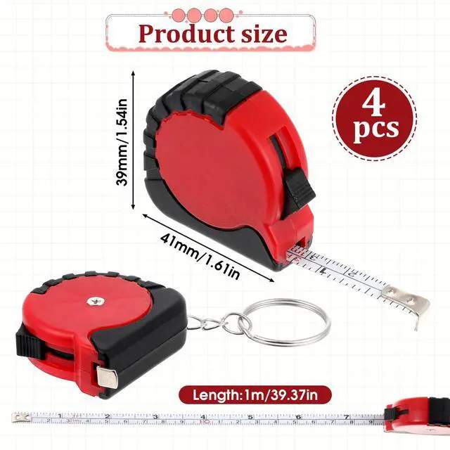 Alt view image 3 of 7 - 4 Pcs Mini Keychain Tape Measure 3Ft Retractable Measuring Tape Portable Pocket Measurement Tape with Stable Slide Lock Measuring Tape Ruler for Body Measuring Easy Read Metric/Inch