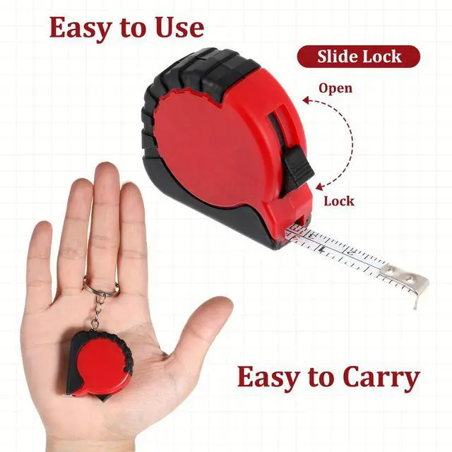 Alt view image 4 of 7 - 4 Pcs Mini Keychain Tape Measure 3Ft Retractable Measuring Tape Portable Pocket Measurement Tape with Stable Slide Lock Measuring Tape Ruler for Body Measuring Easy Read Metric/Inch