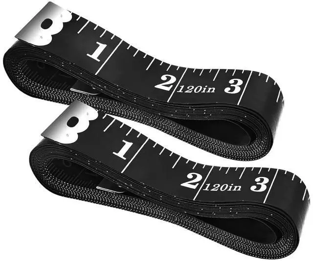 Main image of 2 Pack Sewing Tape Measure120Inch/300cmDouble-Scale Soft Tape Measuring Body Weight Loss Medical Body Measurement Sewing Tailor Cloth Ruler Dressmaker Flexible Ruler Tape Measure (Black)
