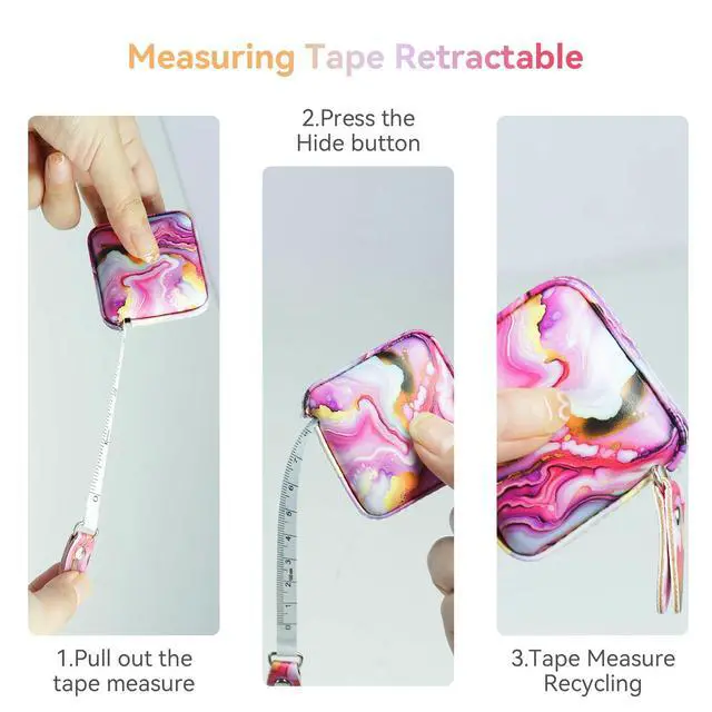 Alt view image 5 of 7 - Mini Tape Measure Retractable Soft Tape Measure for Sewing, Cloth, Fabric & Measuring Tape for Body Measurements - Pink