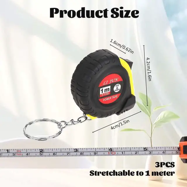 Alt view image 2 of 7 - 3 Pcs Small Measuring Tape Kids Measuring Tape 3Ft Retractable Pocket Measurement Tapes Metric/Inch Keychain Tapes Measure Easy Read