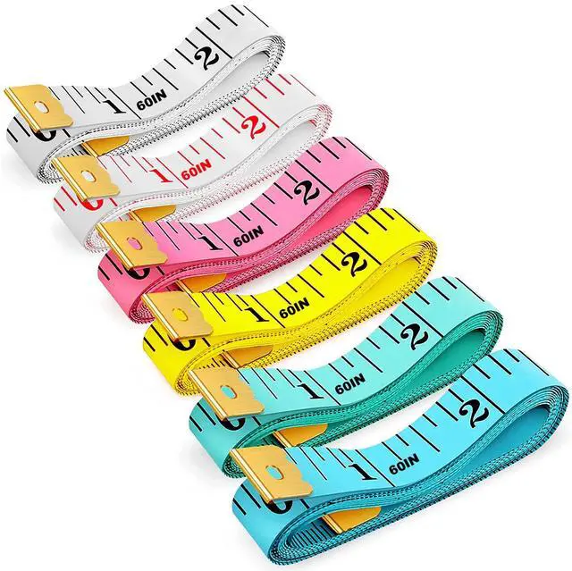 Main image of 6 Packs Soft Body Tape Measure Measuring Tape for Body Double Scale Small Fabric Sewing Tailor Cloth Waist Pink Measuring Tape Measure for Body Measurements Weight Loss, 150cm/60inch
