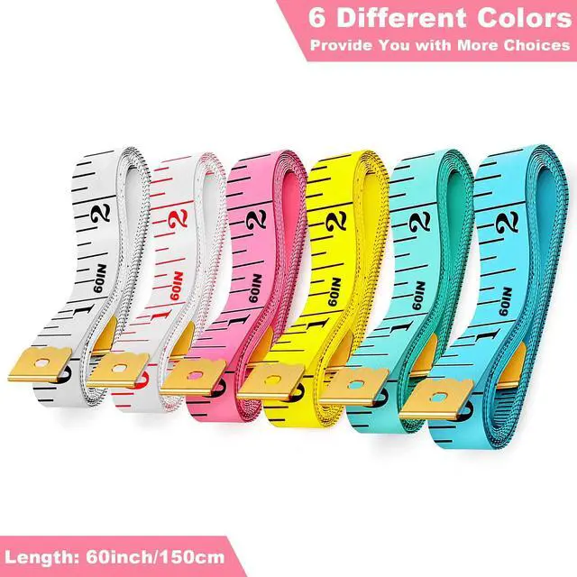 Alt view image 2 of 5 - 6 Packs Soft Body Tape Measure Measuring Tape for Body Double Scale Small Fabric Sewing Tailor Cloth Waist Pink Measuring Tape Measure for Body Measurements Weight Loss, 150cm/60inch