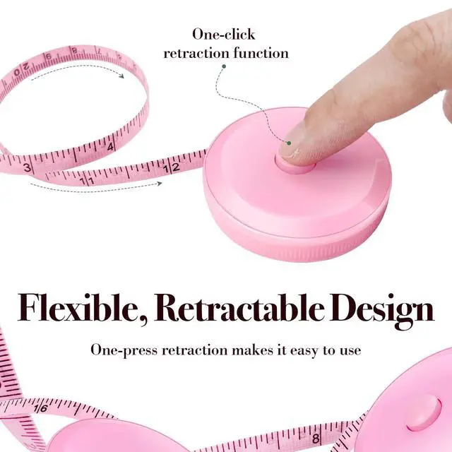 Alt view image 5 of 7 - Retractable Body Measuring Tape 60 Inch/150cm,Dual Sided Bra Measuring Tape | Soft Measuring Tape For Body Pink, Automatic Tape Measure Fabric Tailor Cloth Measurement Tool, 2PCS