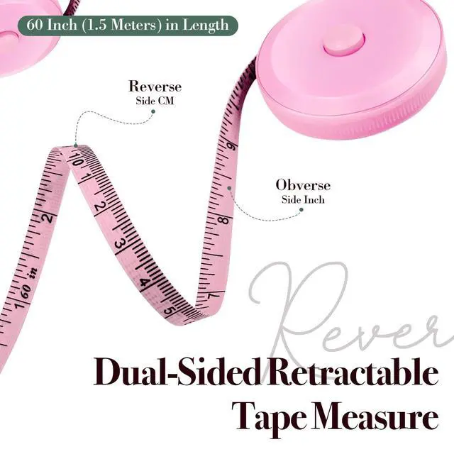 Alt view image 4 of 7 - Retractable Body Measuring Tape 60 Inch/150cm,Dual Sided Bra Measuring Tape | Soft Measuring Tape For Body Pink, Automatic Tape Measure Fabric Tailor Cloth Measurement Tool, 2PCS