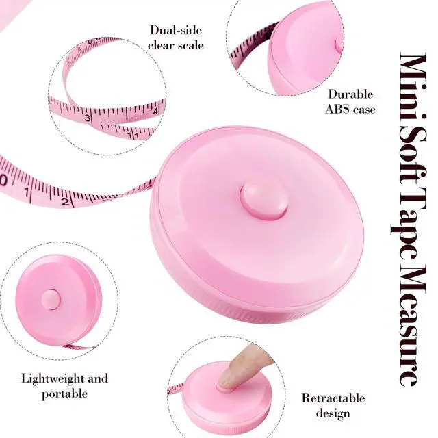 Alt view image 6 of 7 - Retractable Body Measuring Tape 60 Inch/150cm,Dual Sided Bra Measuring Tape | Soft Measuring Tape For Body Pink, Automatic Tape Measure Fabric Tailor Cloth Measurement Tool, 2PCS