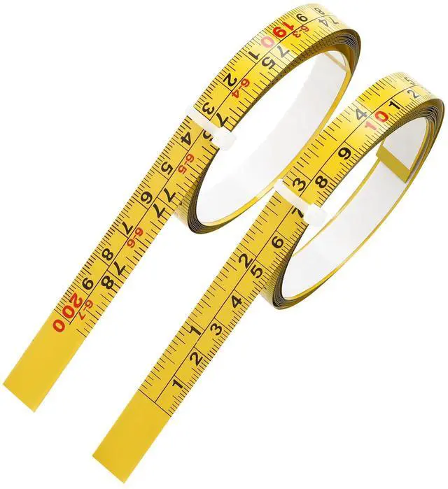 Main image of 2-Pack Steel Self-Adhesive Measuring Tape, 200cm or 78-Inch | 1/2-Inch Peel And Stick Ruler Tape with Imperial and Metric for Woodworking, Drafting Table, Left To Right Reading, Yellow