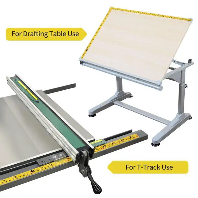 Alt view image 7 of 7 - 2-Pack Steel Self-Adhesive Measuring Tape, 200cm or 78-Inch | 1/2-Inch Peel And Stick Ruler Tape with Imperial and Metric for Woodworking, Drafting Table, Left To Right Reading, Yellow