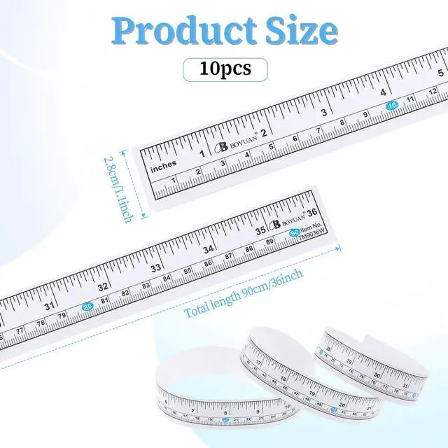 Alt view image 2 of 7 - 10 Pcs Self Adhesive Measuring Tape, Left-Right Reading, Ruler Tape | Measure Tape with Adhesive Backing, with Imperial and Metric Scales, for Workbench Table Saw Drafting Table, 36 Inches 90 CM