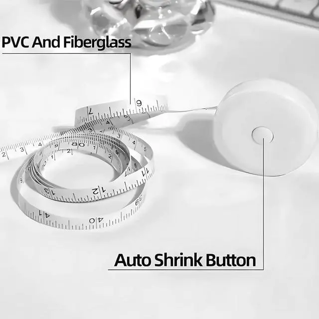 Alt view image 2 of 5 - 4 Pack Retractable Measuring Tape60-Inch 1.5 Meter Tape Measures Dual Sided Flexible Ruler for for Body Measurements Craft Fabric Cloth Tailor Sewing Weight Loss (White&Black)