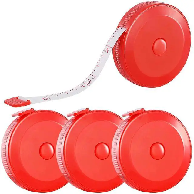 Main image of 4 Pack Soft Retractable Measuring Tape,60-Inch 150cm,red Double Scale Measurement Tape,for Body Measuring Sewing Tailor Cloth Knitting Home Craft Measurements