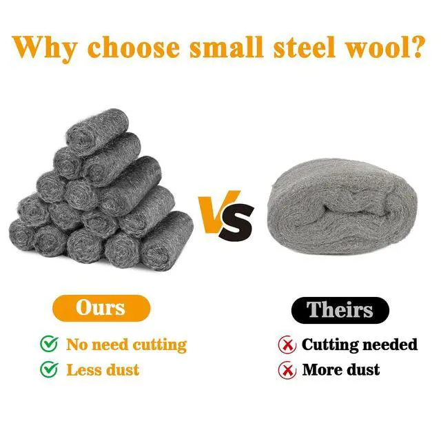 Alt view image 4 of 7 - Steel Wool Pads 00 15PCS - Mini Steel Wool Roll Glass Wood Fabric Metal Fine Polishing Chrome Glass Polishing Pads Wool Steelwool Mice Control Weep Hole Covers Walls Fill