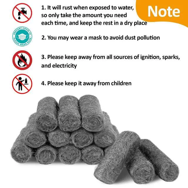 Alt view image 7 of 7 - Steel Wool Pads 00 15PCS - Mini Steel Wool Roll Glass Wood Fabric Metal Fine Polishing Chrome Glass Polishing Pads Wool Steelwool Mice Control Weep Hole Covers Walls Fill