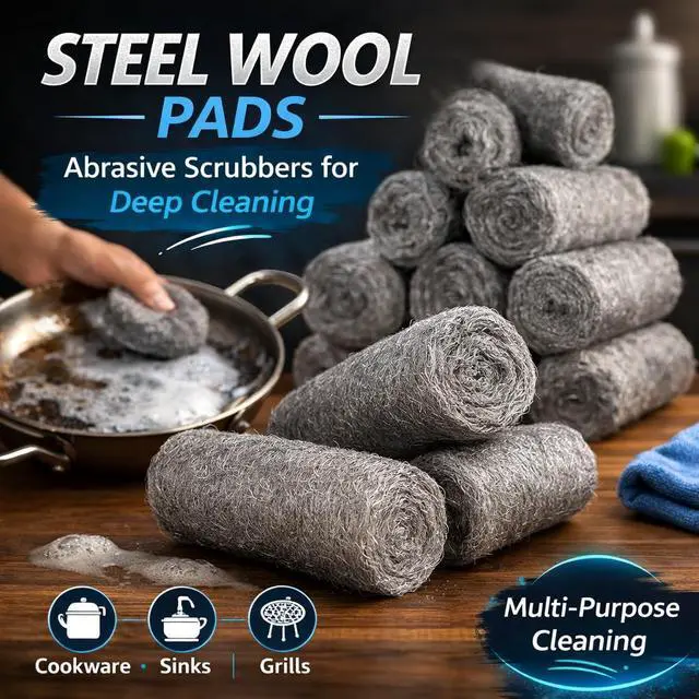 Alt view image 4 of 6 - Steel Wool Pads 0000 Extra Fine - 24 Pcs Steel Wool Pads for Cleaning & Polishing - Steel Wool Gap Filler