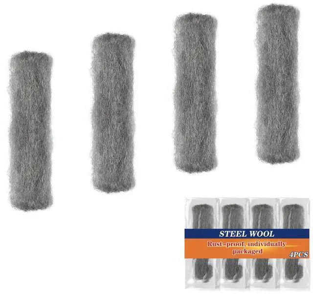 Main image of Fine Steel Wool Strips for Rodent Barrier and Hole Filling Non-Rust Steel Wool for Gap Sealing, Garage Door Space Filling, and Home Maintenance 14.2" x 3.1", 4 Pack