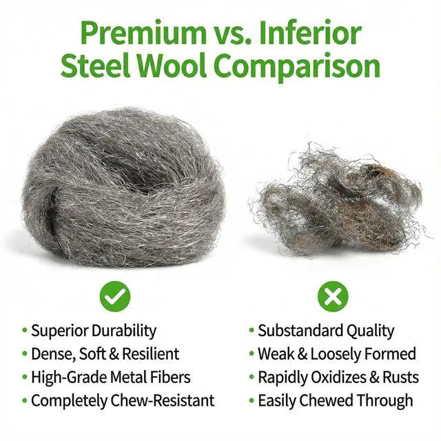 Alt view image 3 of 7 - Fine Steel Wool Strips for Rodent Barrier and Hole Filling Non-Rust Steel Wool for Gap Sealing, Garage Door Space Filling, and Home Maintenance 14.2" x 3.1", 4 Pack