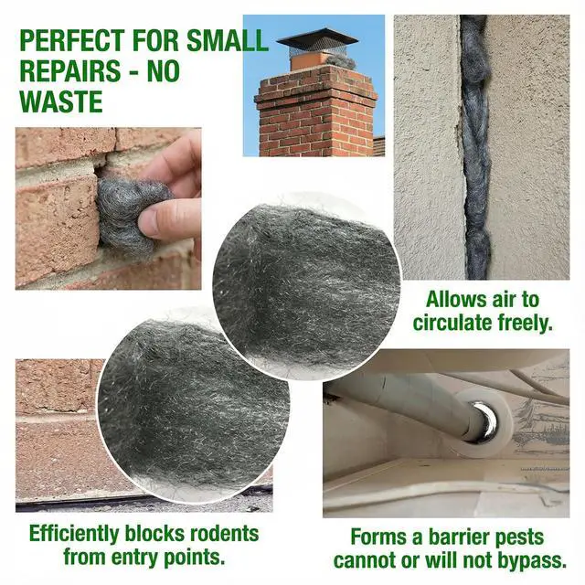 Alt view image 5 of 7 - Fine Steel Wool Strips for Rodent Barrier and Hole Filling Non-Rust Steel Wool for Gap Sealing, Garage Door Space Filling, and Home Maintenance 14.2" x 3.1", 4 Pack