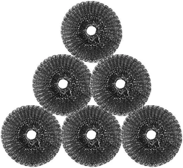 Main image of 6 Pcs Steel Wool Scrubber, Stainless Steel Scrubber for Cleaning Kitchen and Household Stubborn Messes from Stoves Pans Pots Grill Sink, Replacement Wire Brush Set (Only Replacement Pad)