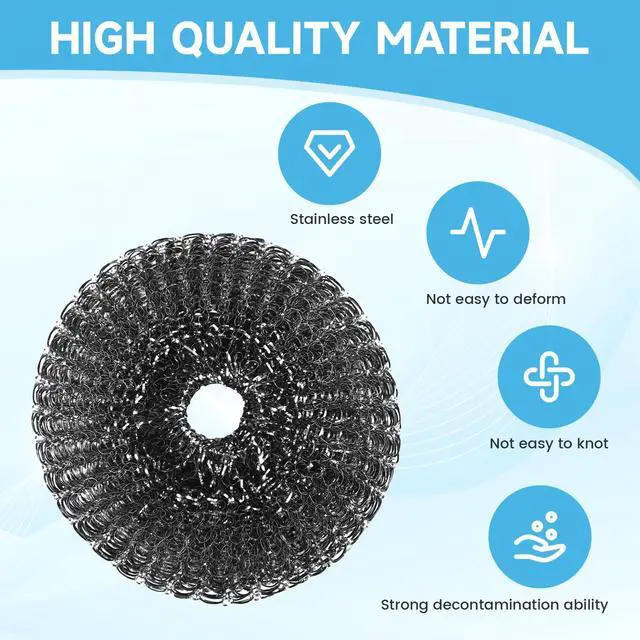 Alt view image 3 of 7 - 6 Pcs Steel Wool Scrubber, Stainless Steel Scrubber for Cleaning Kitchen and Household Stubborn Messes from Stoves Pans Pots Grill Sink, Replacement Wire Brush Set (Only Replacement Pad)