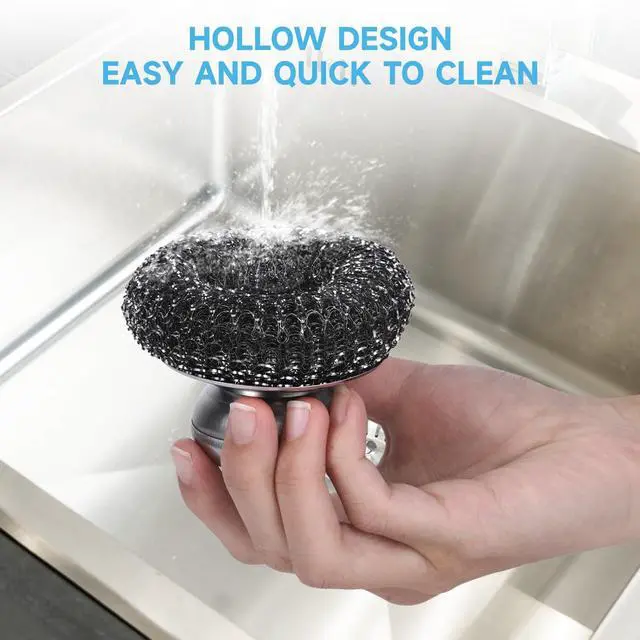 Alt view image 7 of 7 - 6 Pcs Steel Wool Scrubber, Stainless Steel Scrubber for Cleaning Kitchen and Household Stubborn Messes from Stoves Pans Pots Grill Sink, Replacement Wire Brush Set (Only Replacement Pad)