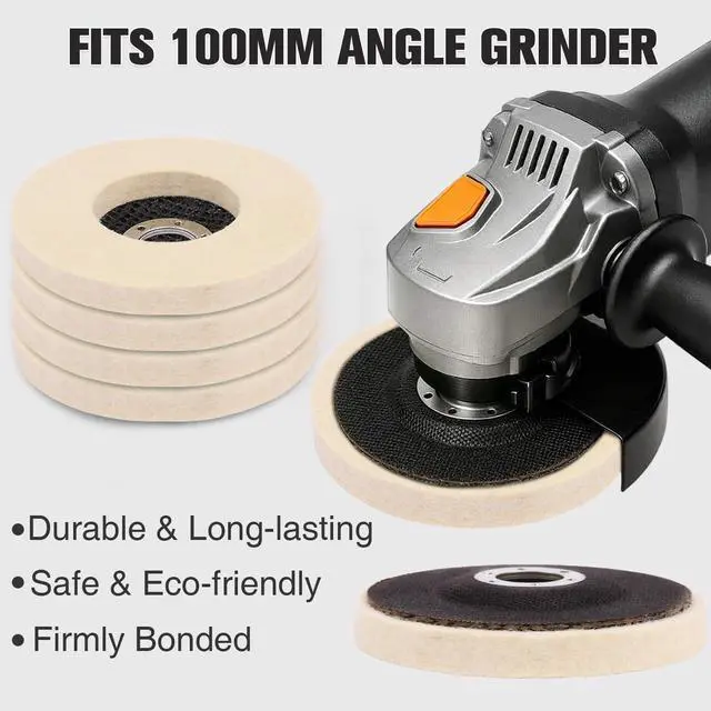 Alt view image 6 of 7 - Wool Flap Buffing Wheel Pad 4.5" × 0.87" Wool Polishing Wheel Disc for Angle Grinder for Stainless Steel, Surface Finishing Metal Aluminum, Wood, Glass polishing, Ceramic, Marble, Furniture 5pcs