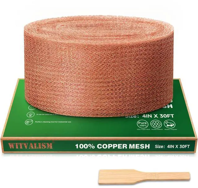 Main image of 5th Gen Copper Mesh Rodent Control Set, 4in x 30ft Premium Pure Copper Wool | Rustproof Mesh Roll for Mice Slug Snail Control, Ideal for Hole Blocking, with Exclusive Wood Stick