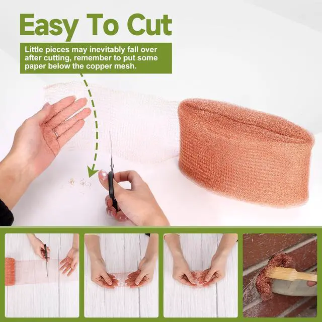 Alt view image 7 of 7 - 5th Gen Copper Mesh Rodent Control Set, 4in x 30ft Premium Pure Copper Wool | Rustproof Mesh Roll for Mice Slug Snail Control, Ideal for Hole Blocking, with Exclusive Wood Stick