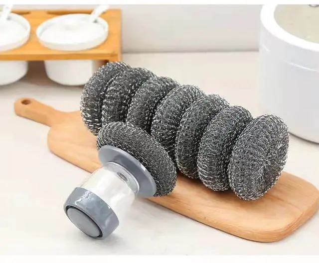 Alt view image 5 of 5 - 2 Pcs Heavy-Duty Stainless Steel Wool Barbecue Grill Cleaning Scrubber Pads, Replacement Steel Wool Brush Head