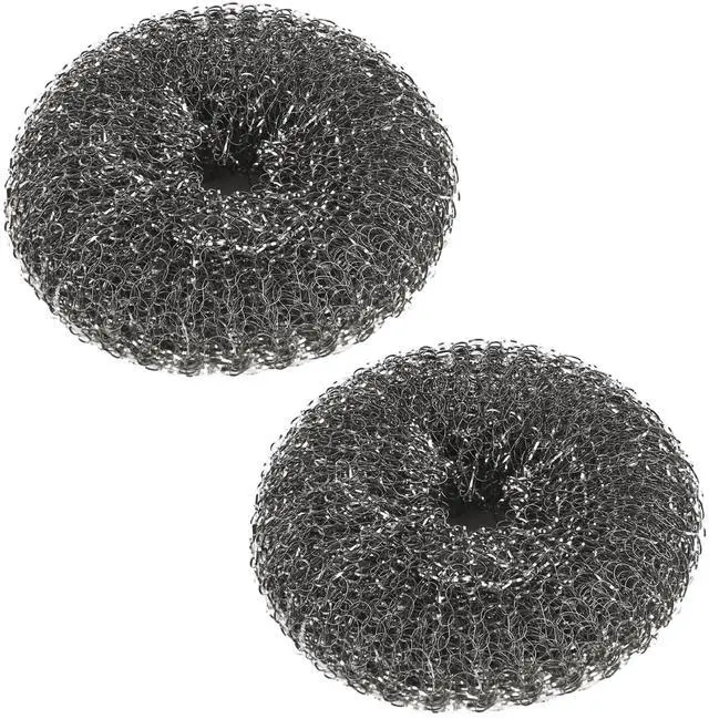 Main image of 2 Pcs Heavy-Duty Stainless Steel Wool Barbecue Grill Cleaning Scrubber Pads, Replacement Steel Wool Brush Head