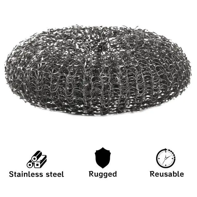 Alt view image 3 of 5 - 2 Pcs Heavy-Duty Stainless Steel Wool Barbecue Grill Cleaning Scrubber Pads, Replacement Steel Wool Brush Head