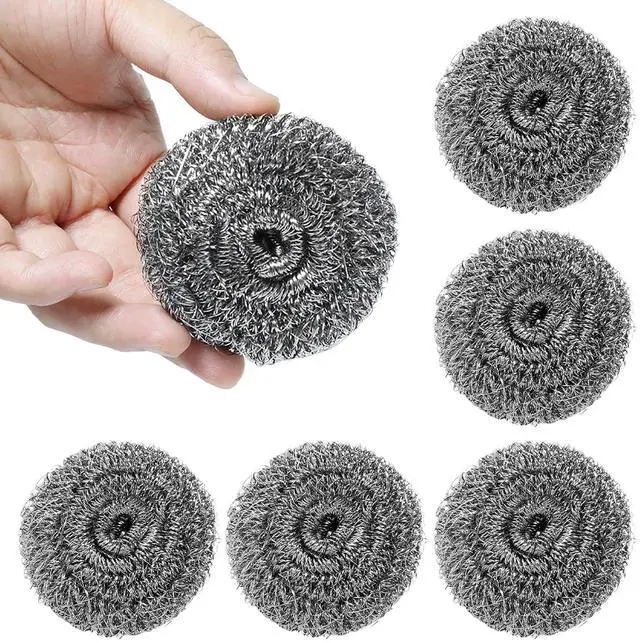 Main image of 6 Pcs Stainless Steel Scrubber, Steel Wool Pads, Flexible Scrubber Pads, Dishwashing Scouring Pads Heavy Duty, Kitchen Scrubbing Sponges for Cleaning Dishes, Pots, Pans, Grills and Sinks