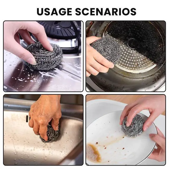 Alt view image 6 of 6 - 6 Pcs Stainless Steel Scrubber, Steel Wool Pads, Flexible Scrubber Pads, Dishwashing Scouring Pads Heavy Duty, Kitchen Scrubbing Sponges for Cleaning Dishes, Pots, Pans, Grills and Sinks