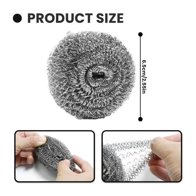 Alt view image 2 of 6 - 6 Pcs Stainless Steel Scrubber, Steel Wool Pads, Flexible Scrubber Pads, Dishwashing Scouring Pads Heavy Duty, Kitchen Scrubbing Sponges for Cleaning Dishes, Pots, Pans, Grills and Sinks