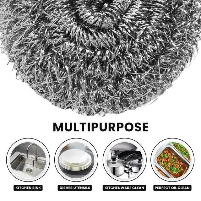 Alt view image 3 of 6 - 6 Pcs Stainless Steel Scrubber, Steel Wool Pads, Flexible Scrubber Pads, Dishwashing Scouring Pads Heavy Duty, Kitchen Scrubbing Sponges for Cleaning Dishes, Pots, Pans, Grills and Sinks