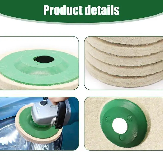 Alt view image 3 of 6 - Wool Felt Polishing Disc, Car Waxing and Polishing Wool Wheel Pads for 100 Angle Grinder, 4" Portable Multifunctional Thickening Maintenance Tool, for Cars Body Metal Marble Glass (Green)