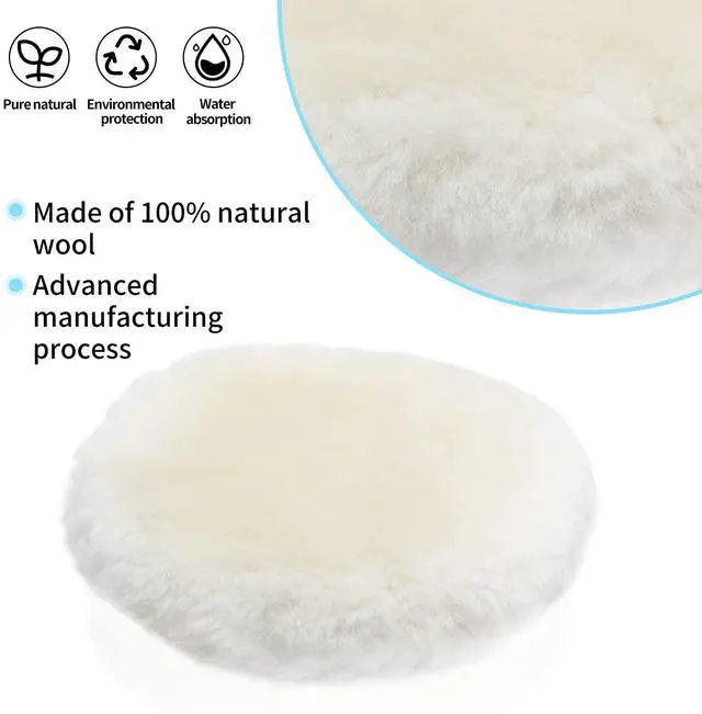 Alt view image 4 of 7 - 5 Inch Wool Buffing Pads, Pack of 2 | Soft Car Buffer Backing Pads, Hook and Loop, For Car Polishing, Buffing and Cutting