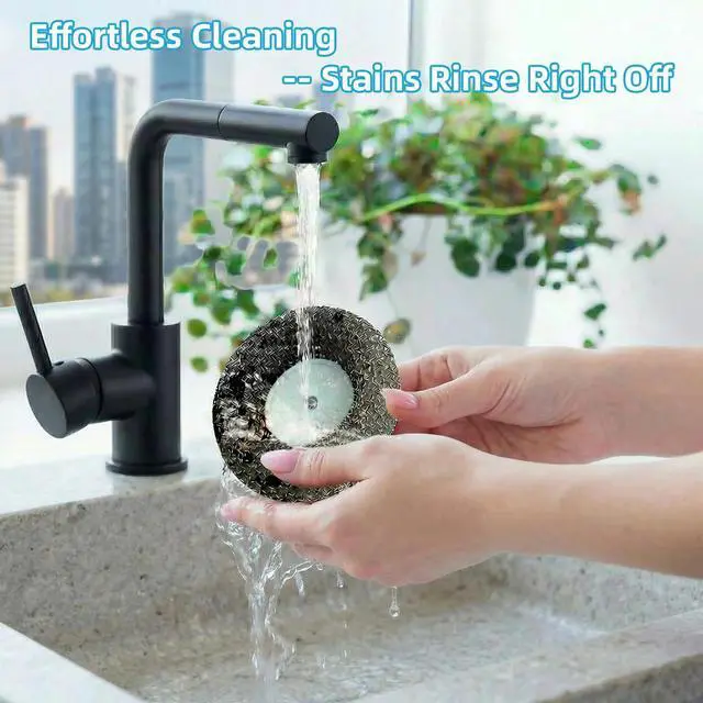Alt view image 5 of 6 - 2 Pack Stainless Steel Scrubber Set, Durable & Convenient Stainless Steel Cleaner with Handle for Cleaning Cast Iron, Pots, Pans, Grill, Stoves, Sink & Cookware (Plastic Handle)