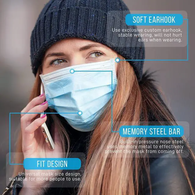 Alt view image 2 of 5 - SereneLife 50 Count Disposable Kids Face Masks | Breathable 3-Ply Layers | Non-Woven Fabric | Comfortable Earloops | Daily Use & Personal Care | Easy to Use & Disposable | For Children (Blue)