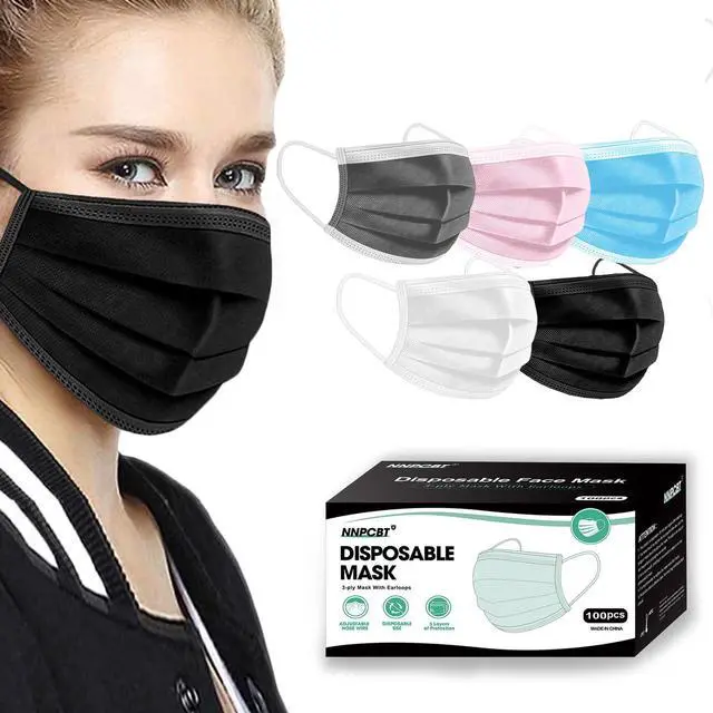 Main image of 5 Color Disposable Face Masks 100 Pcs,Adults Mask for Indoor Outdoor