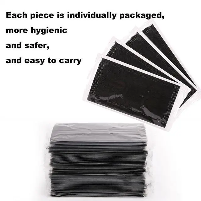 Alt view image 5 of 6 - 50-Pack Black Disposable Face Masks 4-Ply Breathable Dust Masks for Men & Women Super Soft Masks, Lightweight Protection for Daily Use, Travel