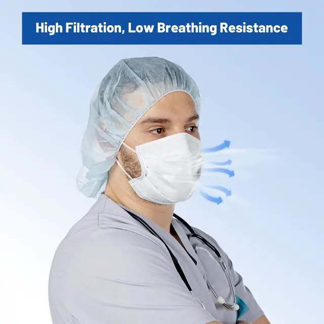 Alt view image 4 of 6 - 50 Pack White Disposable Face Masks for Adults, 4-Ply, ASTM Level 3 | Medical White Face Mask, 98% Filtration, Breathable & Comfortable