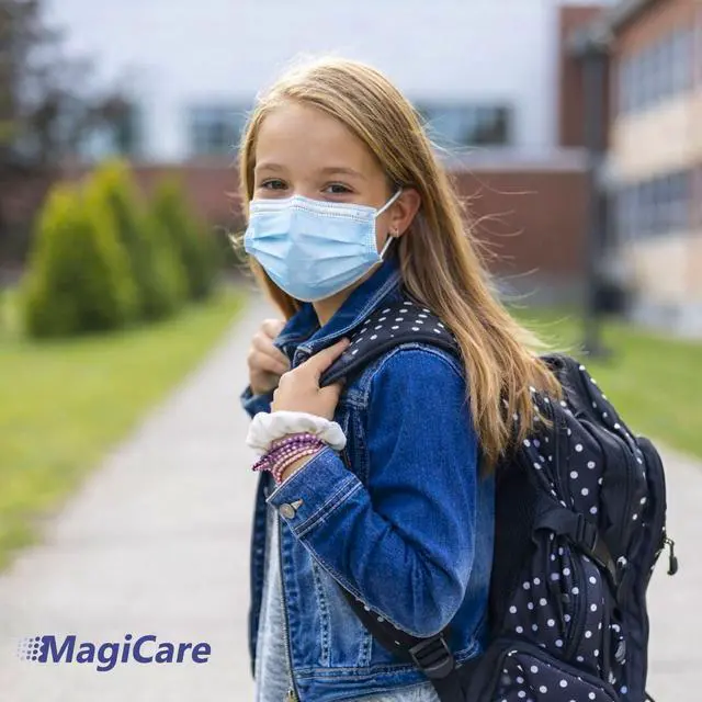 Alt view image 3 of 6 - Kids Face Mask, Disposable Blue Kids Mask, Youth Ages 4-12 | 50/Box, 3 Ply, Soft, Comfortable, Breathable